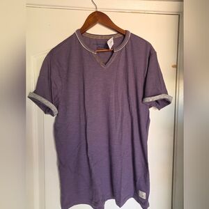Men's Split V-neck T-shirt Alexander Julian Large Eggplant Purple Lilac